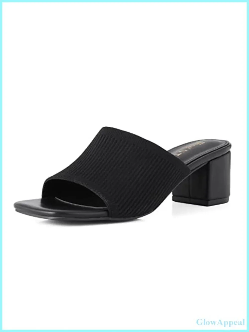 Women's Knit Square Toe Block Heel Mule Sandals Slip On 1.9